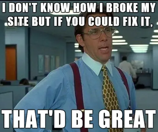 I don't know how I broke my site meme